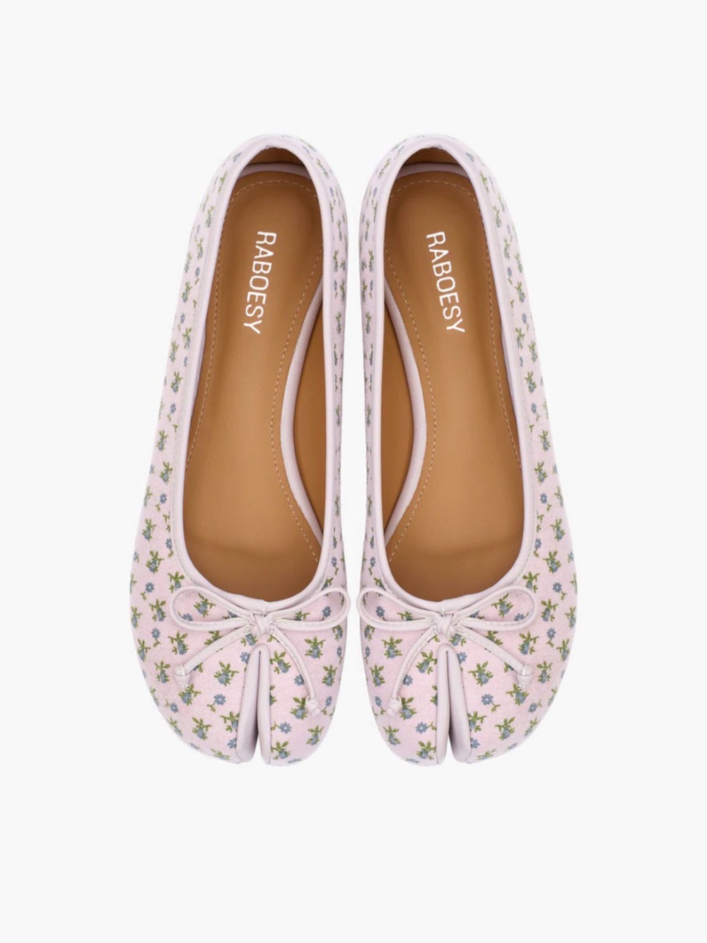 Raboesy Pink Floral Split-Toe Ballet Flats
